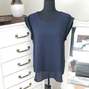 EUC Ann Taylor navy blouse